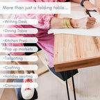 Sleekform Wood Folding Table - Portable Folding Desk - No Assembly Easy Fold Desks for Small Spaces - Space Saving Collapsible Computer Tables for Work, Writing, Crafts
