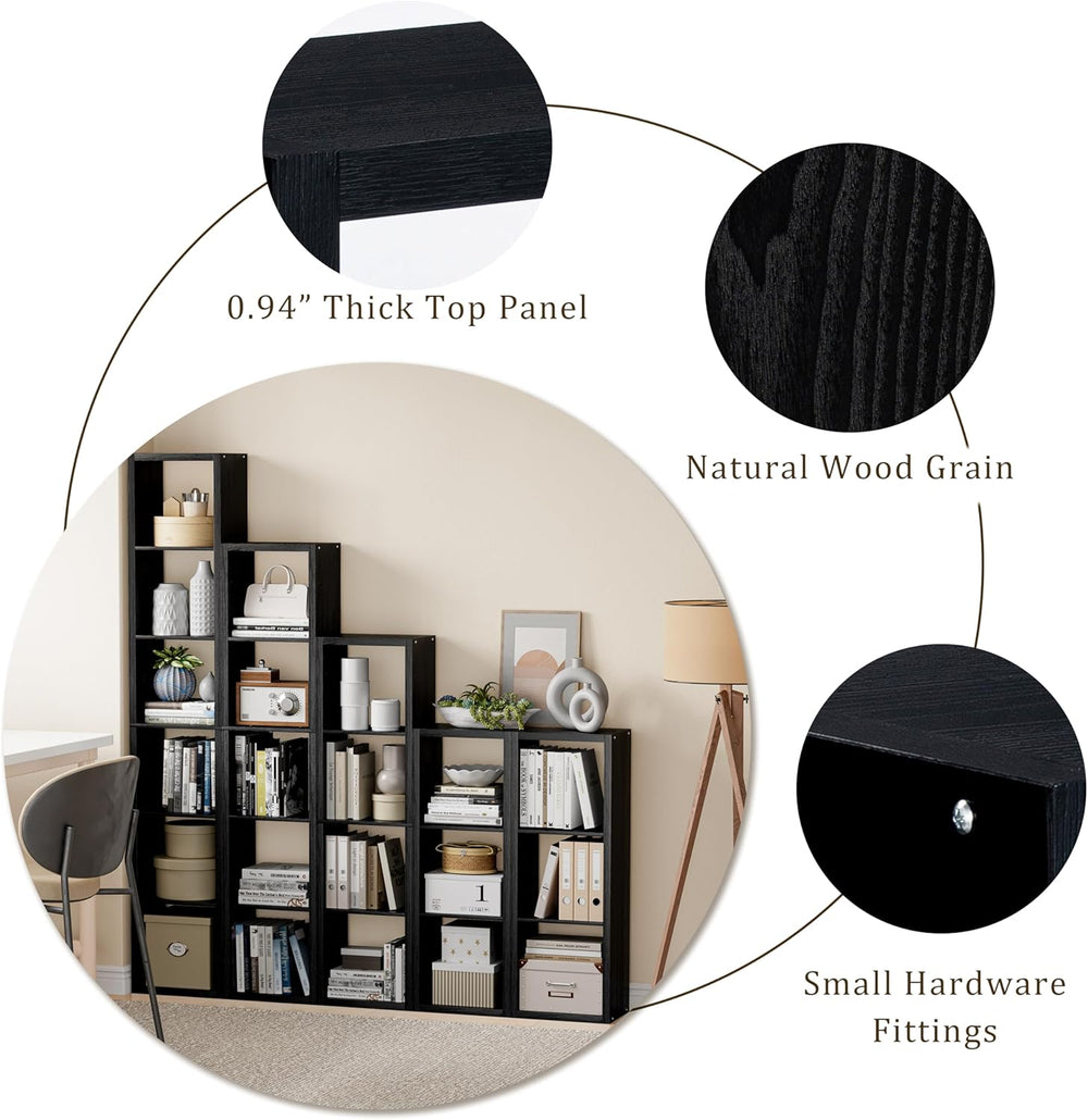 Cube Storage Organizer Bookcase, 3 Tier Decorative 11 inch Open Back Cubical ...