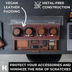 Holme & Hadfield Premium 4 Slot Watch Box for Men - Wooden Watch Display Case with Hinged Cover, Leather Lining & Drawer - Watch Holder Organizer Stand - Handcrafted Luxury Christmas Gift for Men