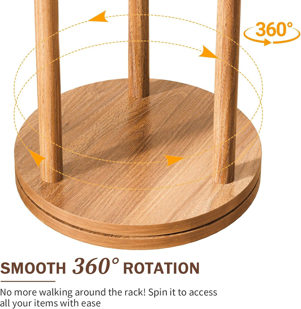 Yoobure Rotary Coat Rack Freestanding - Solid Wood Coat Tree with 9 hooks &am...