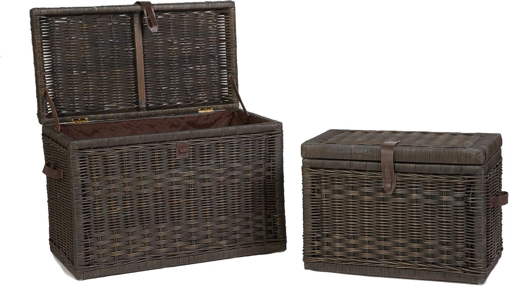 The Basket Lady Wicker Storage Trunk, M, Walnut Brown - fully assembled | Out...