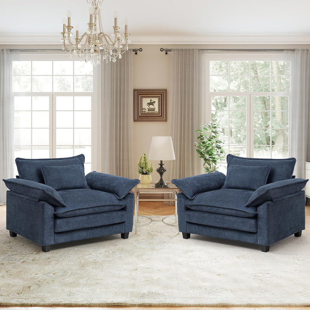 Modern Oversized Accent Chairs Set of 2,Chenille Cloud Sofa Chair with Deep S...