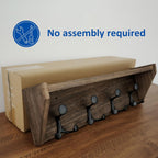 WEBI Wall Shelf with Hooks Underneath,24” Long Wall Mounted Coat Rack with Shelf,Entryway Coat Rack with 4 Triple Hooks for Hanging Coats,Jacket,Hallway,Bedroom,Mudroom,Weathered Brown