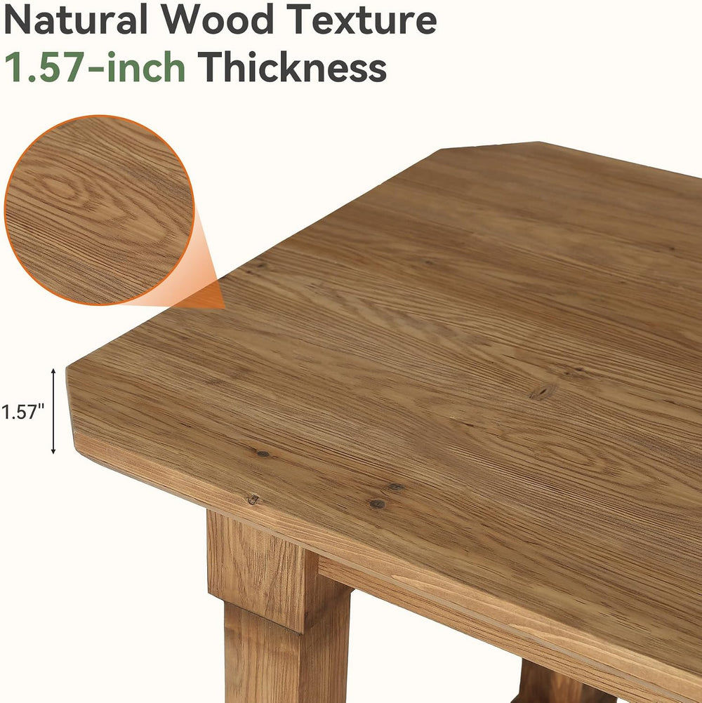 63" Solid Wood Dining Table, Rectangular Kitchen Table with Sturdy Legs,...