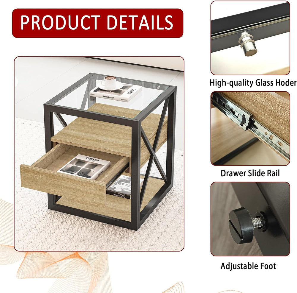 Bellemave 1 piece Small End Table with Drawer, Nightstand for Bedroom & L...