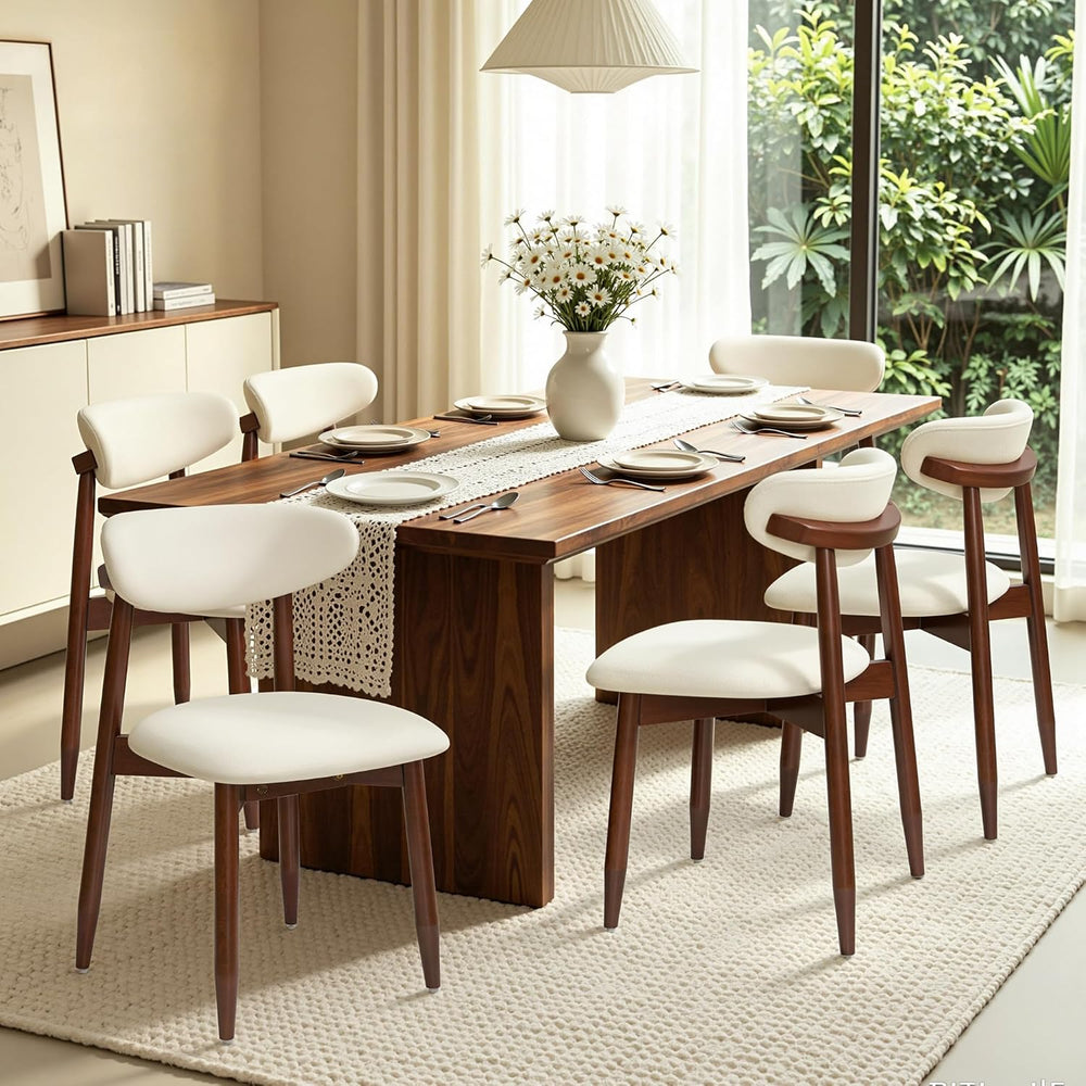 CHUN YI Dining Chairs Set of 6, Upholstered Solid Wood Dining Room Chairs