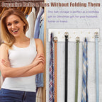 Belt Hanger Wall Mount Belt Organizer for Closet, Holds Over 28 Belts Wooden Wall Mounted Belt Rack Storage Tie and Scarf Hanger for Closet, Wall, Door (White)