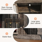98" Farmhouse TV Stand with 36" Fireplace for Living Room,Media Entertainment Center with Adjustable Shelves and Large Storage Cabinets, TVs up to 100", Gray