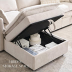 88.98" Sectional Couches for Living Room, Cloud Couch Sectional with Large Storage, L-Shape Modular Sectional Sofa with Ottoman, 4 Seater Chenille Sofa with Pillow for Apartment, Bedroom, Beige