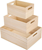 Sorbus Unfinished Wood Crates - Organizer Bins, Wooden Box for Pantry Organizer Storage, Closet, Arts & Crafts, Cabinet Organizers, Containers for Organizing (3 Pack)