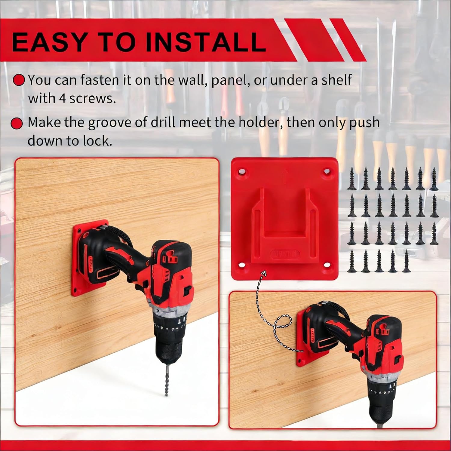 Tool Holder and Battery Holder for Milwaukee M18 18V, 10 Pack power hanger Wall Mount Organizer Storage Shelf with Screws