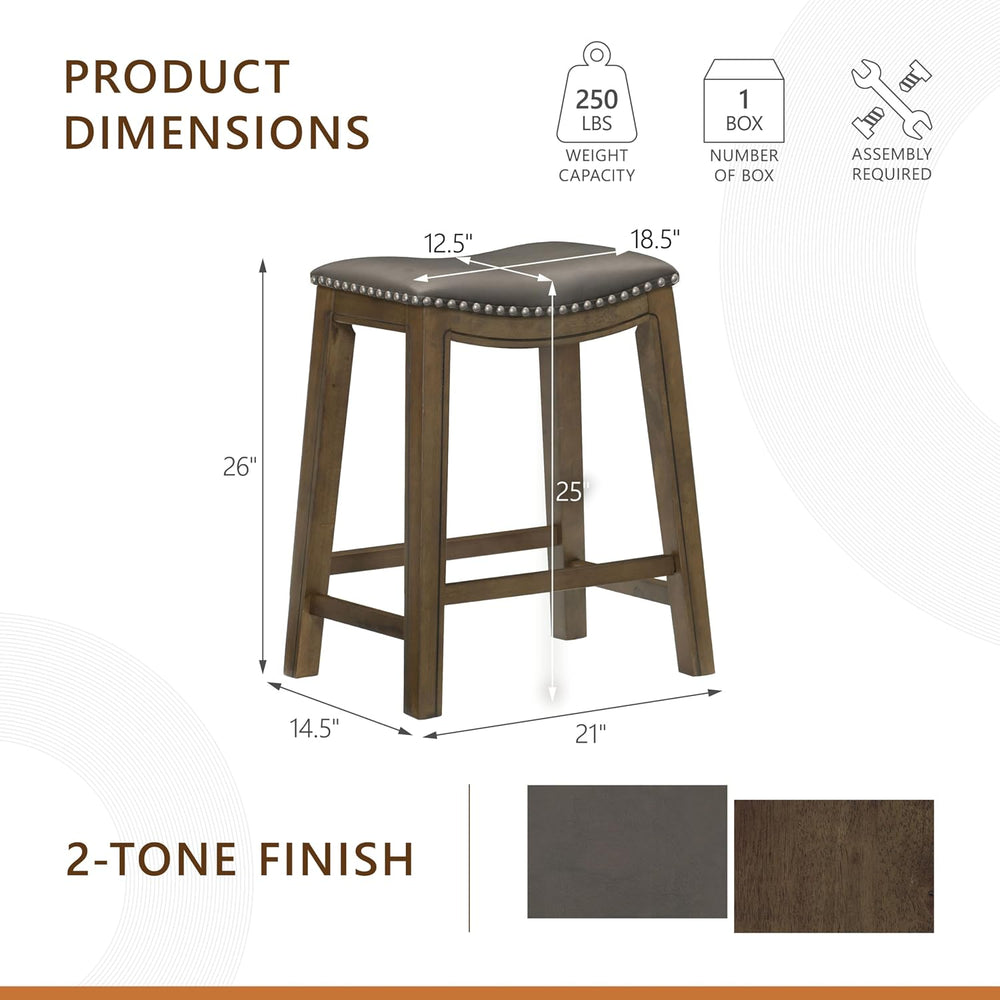 Lexicon Ordway Solid Wood Counter Height Stool - Saddle Kitchen Stool Counter...