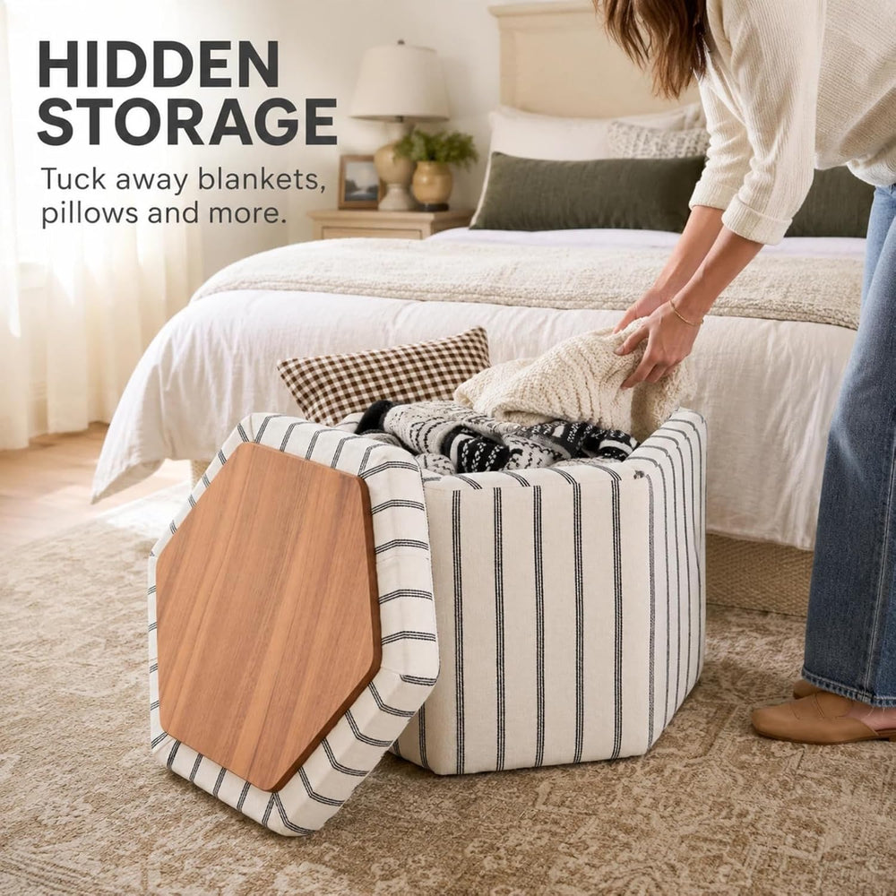 Wimarsbon 18inch Storage Ottoman with Detachable Tray, Multifunctional Mid Ce...