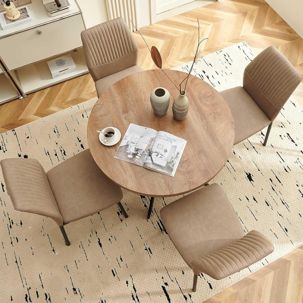 37" Round Dining Table Set for 4, Mid Century Modern Small Coffee Set fo...