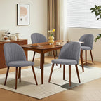 Fabric Dining Chairs Set of 2, Upholstered Mid Century Modern Dining Chairs, Armless Accent Chair with Walnut Wood Legs for Kitchen, Living Room, Dining Room, Grey