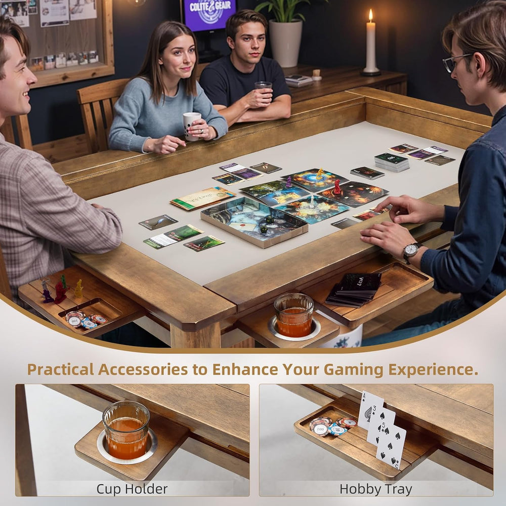 Coperat Solid Wood Board Game Table for 4-6 Players,Dining/Gaming Table w/ 54...