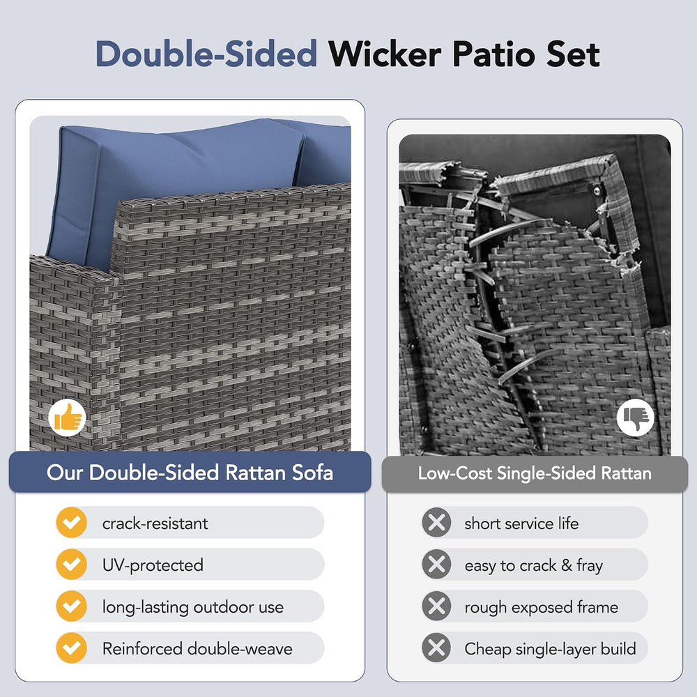 Patio Furniture Set, 6 Pcs Patio Outdoor Sectional, Wicker Outdoor Couch with...