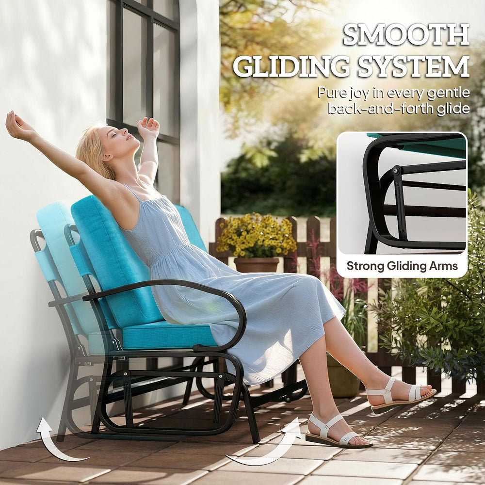 Outsunny Outdoor Glider Bench 2-Person Patio Rocker Tufted Cushions Blue
