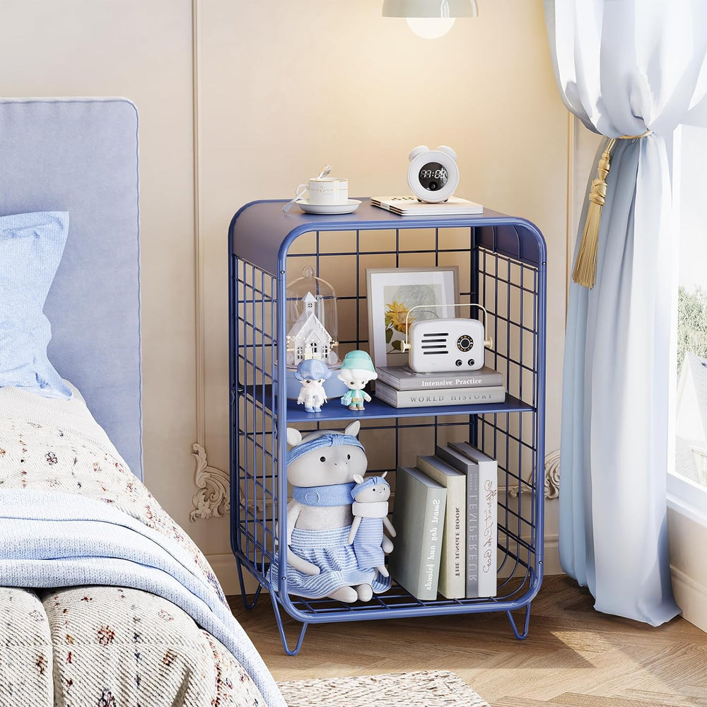 APEXCHASER Cute Nightstand,Metal Side Table,3-Tier Modern End Table with Stor...