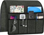 Joywell Remote Control Caddy for Chair Arm Couch Armrest Organizer Non Slip Sofa Armchair Caddie with 6 Pocket Storage for Magazine, Tablet, Phone, iPad, Dark Grey