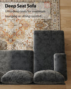 U-Shaped Sectional Couches for Living Room | 112 Inch Modern Sectional Couch | Dark Grey Chenille Sofa with Double Chaise for Apartment