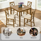 LUMISOL 5-Piece Dining Table Set for 4, Solid Wood Counter Height Kitchen Table Set with Square Table & 4 X-Back Chairs, Farmhouse Table and Chairs Set for Dining Room, Kitchen, Small Spaces, Oak