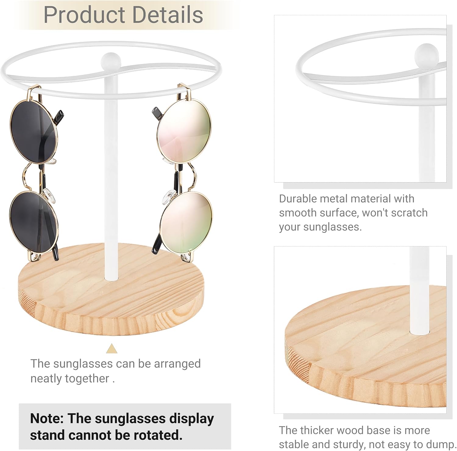 Mkono Sunglasses Organizer, Metal Glass Holder Storage Stand Display 1 Pack | Space-Saving, Holds 12 Eyewear Pairs, Sturdy Build, Clear Display, All Eyewear Types, for Table, Dresser, Desk, Countertop
