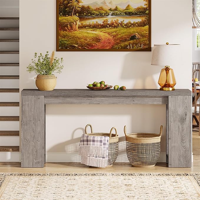 Tribesigns 70.9-Inch Extra Long Console Table, Farmhouse Wood Sofa Table Behind Couch, Narrow Entryway Accent Table for Living Room, Hallway, Entrance, Foyer, Grey