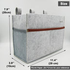 Bedside Caddy, Felt Bedside Storage Organizer, Hanging Storage Bag, Chair Organizer Caddy, Remote, Magazine, Drink Bottle Holder for Hospital, Dorm Bed, Baby Stuff, Office (Light Grey Small)