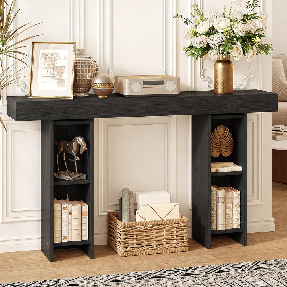 Modern Entryway Table, 55'' Wood Console Table with Storage Couch Tab...