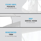 ZOBER Hanging Purse Organizer, Breathable Nonwoven Handbag Organizer, 8 Easy Access Clear Vinyl Pockets, White, 48 L x 12 W
