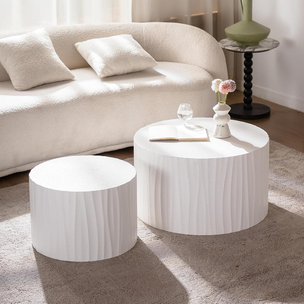 Nesting Round Coffee Table Set of 2, 26.77" (W) Circle Accent End Table ...