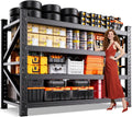 69"Wide Garage Shelving 5000LBS Heavy Duty Storage Shelves, 4 Tier Metal Shelving Unit,Adjustable Heavy Duty Shelving for Garage, Basement, Warehouse, Storage Room, 69" W x 24" D x 64" H Black