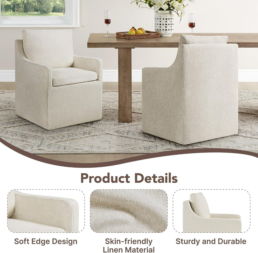 KISLOT Upholstered Dining Chairs Set of 4 with Washable Cover, Oatmeal | Mode...