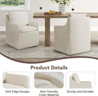 Upholstered Dining Chairs Set of 4, Modern Dining Room Chairs with Casters & Washable Cover, Rolling Accent Chair with Hidden Storage for Kitchen, Farmhouse, Living Room, Beige, 4 Box