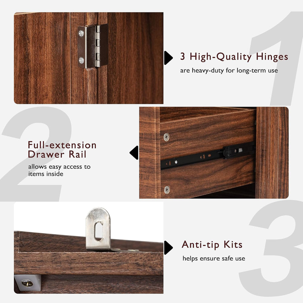 71" Farmhouse Freestanding Pantry Cabinet with Embossed Texture | 2 Larg...