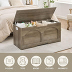 Storage Bench, 39.4" Retro Wooden Storage Chest Trunk, Large Toy Chest with Lift Top, Toy Box U-Shaped Opening, 39.4" x 15.7" x 18.3", Supports 330 lb, Entryway Bench for Living Room, Grey
