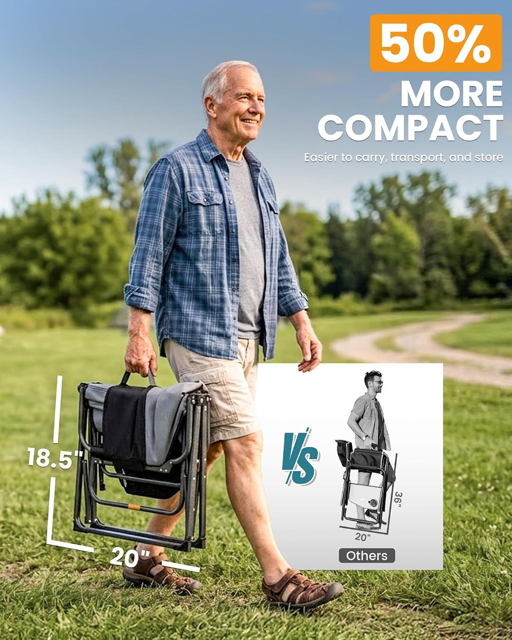 KingCamp Oversized Camping Directors Chair for Big & Tall Heavy Duty 440l...