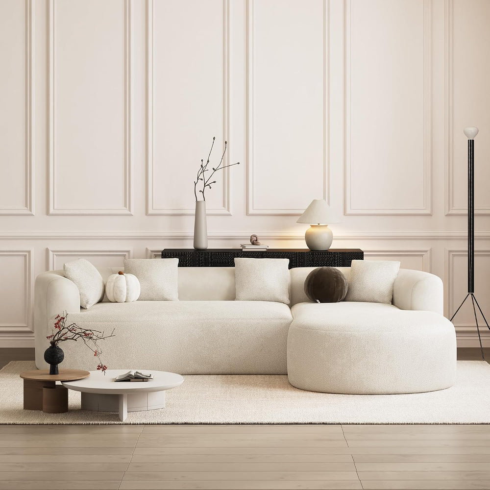 ONEMMLION 111" Oversized L-Shaped Sectional Sofa, Beige White | Luxury m...