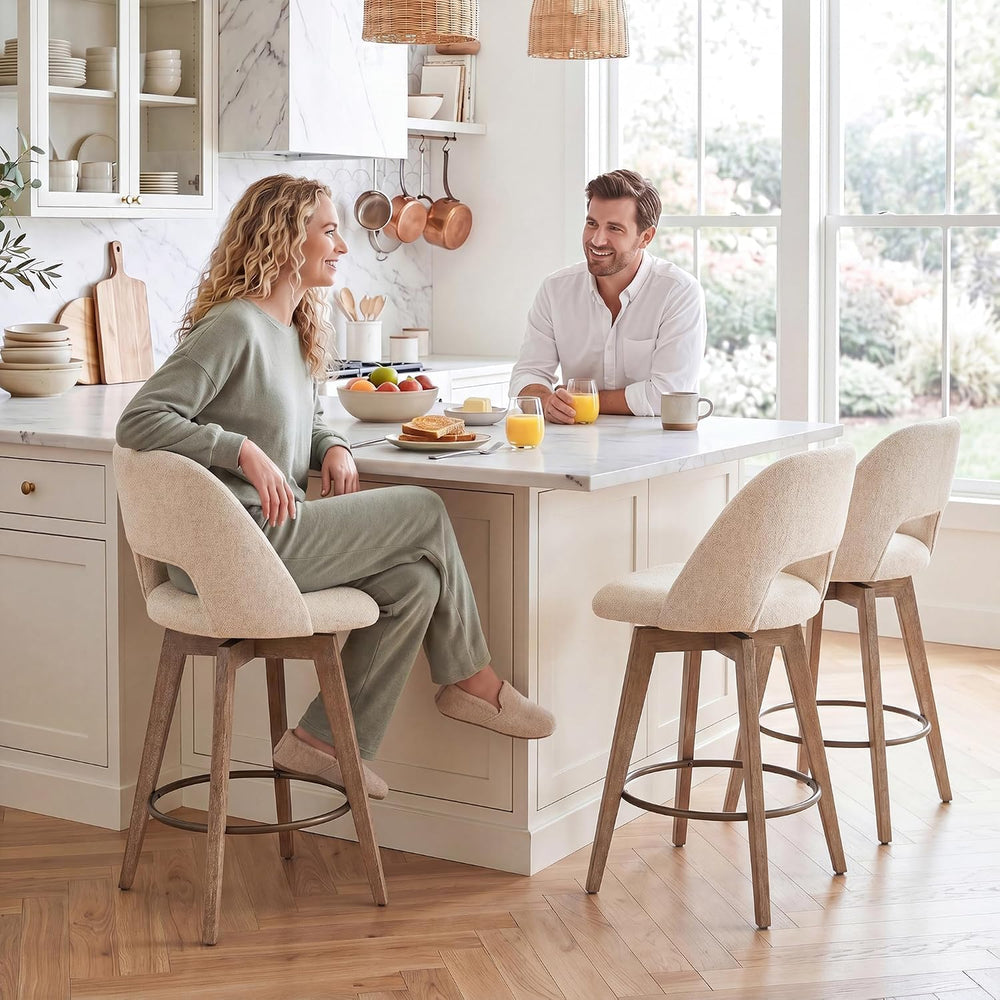 Zesthouse Swivel Bar Stools Set of 2, Wood Counter Height Chairs with Backs |...