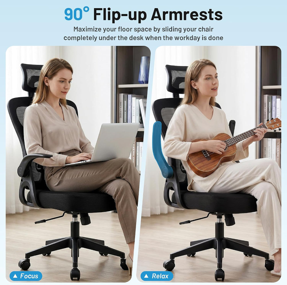 Office Chair Ergonomic Desk Chair with Adjustable Headrest Lumbar Support, Hi...