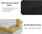 Modern Style Bedroom Single Seat Bench, Cushioned Bed end Stool, Living Room Sofa Stool, Footstool with Golden Iron Legs, Suitable for Bedroom and Living Room (Black, 21.65"x15.74"X16.53")