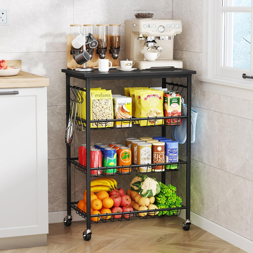 SWTYMIKI 24.4''x15.7'' Rolling Microwave Cart - 4 Tier Microw...