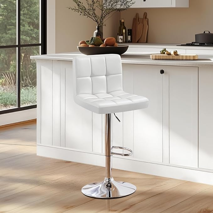 Yaheetech Single Bar Stool, PU Leather Adjustable Swivel Barstools, Armless H...