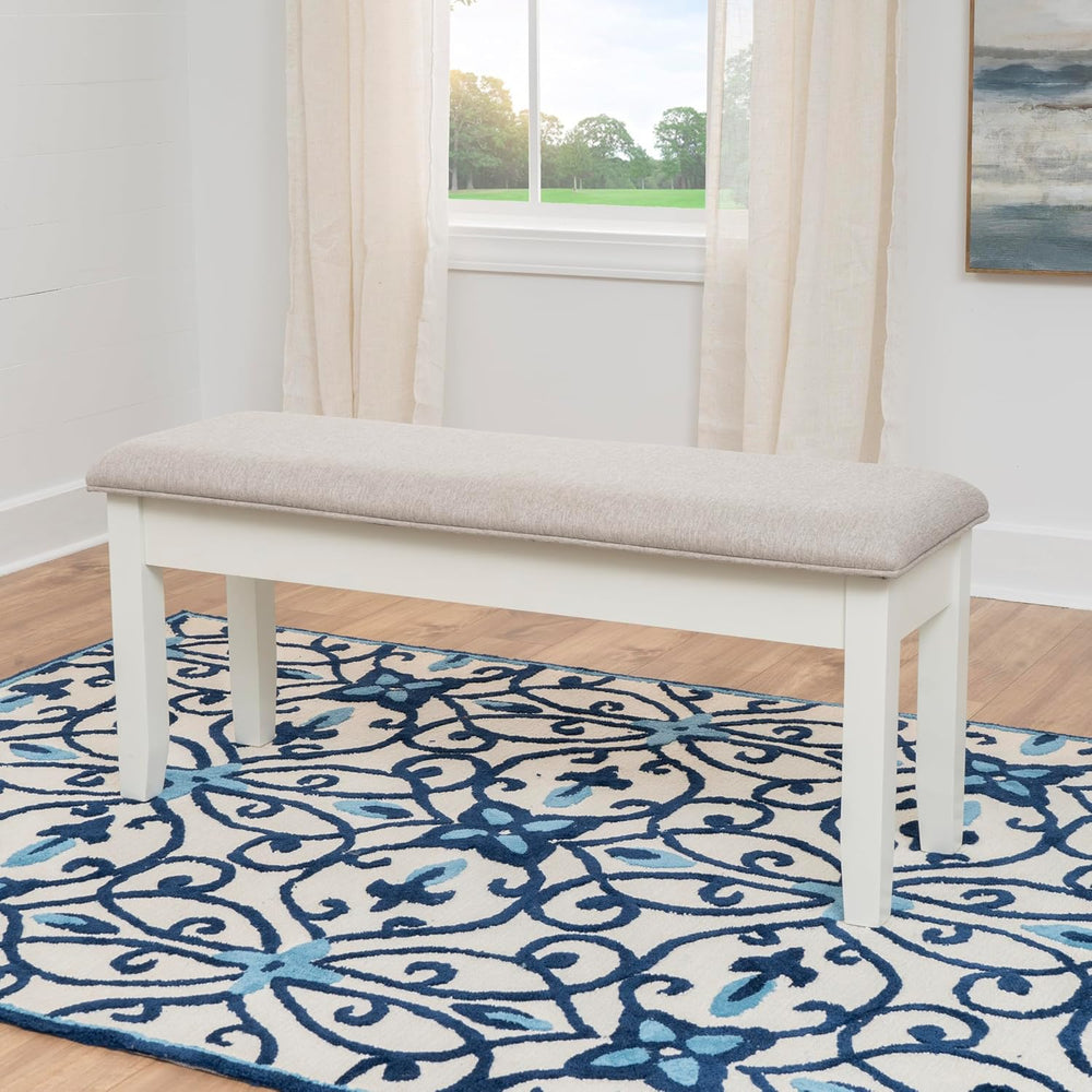 Powell Company Jane Grey Wood Backless Storage Bench with Beige Upholstered Top