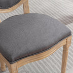 French Country Dining Chairs Set of 6,Farmhouse Upholstered Dining Room Chairs with Round Back and Solid Leg,Fabric Kitchen Side Chairs for Kitchen/Bedroom/Dining Room,Gray