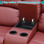 Recliner Sofa Set Couches for Living Room Chair Semi PU Fabric Living Room Furniture Sets, Adjusted Loveseat Reclining Couch Furniture Sofa Set for Theater Seating, Red
