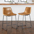 Lemebri 26 inch Bar Stools Set of 2, Modern Counter Height Bar Stools, Faux Leather Barstool with Back and Metal Leg, Armless Bar Chairs for Kitchen Island (Whisky, 2pcs 26")