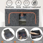 Linen Clothes Storage Bins, 4PCS Sturdy Closet Organizers and Storage Bin with Metal Frame, 2 Opening Ways Fabric Visible Lidded Storage Box for Organizing Clothing,Jeans,Sheets (4PC Gray, 22Liters)