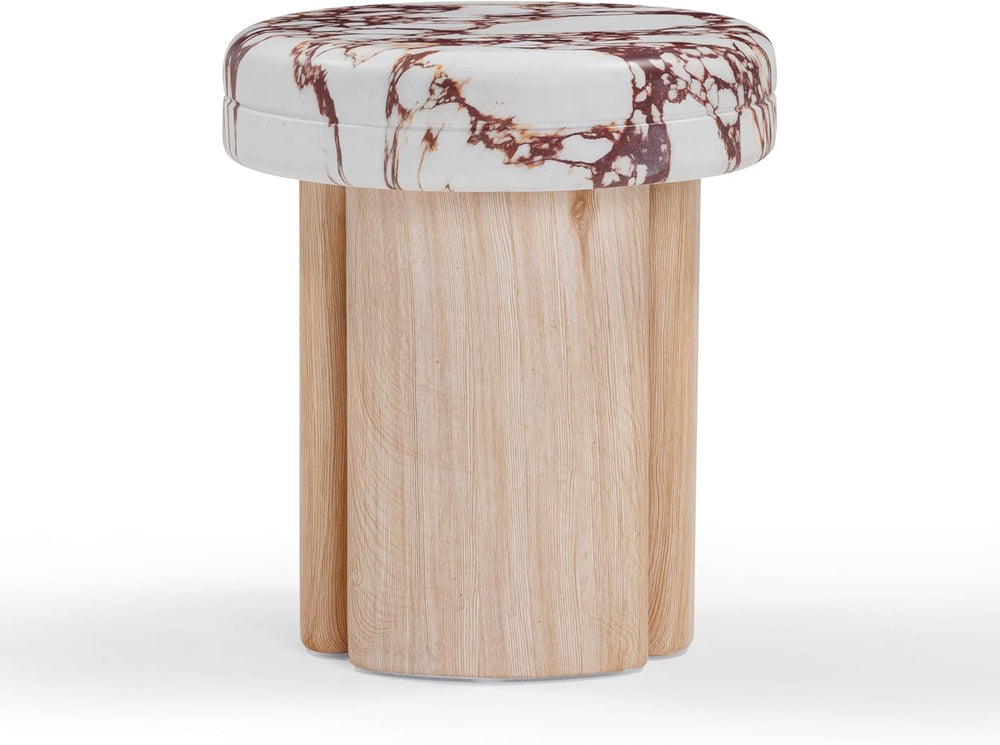 Tov Furniture Sheila Wood and Breccia Capraia Textured Concrete Side Table